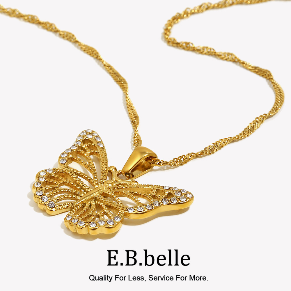 Butterfly Clasp Deployant - E.B.belle Jewelry Edelstahl 18K vergoldet 3A