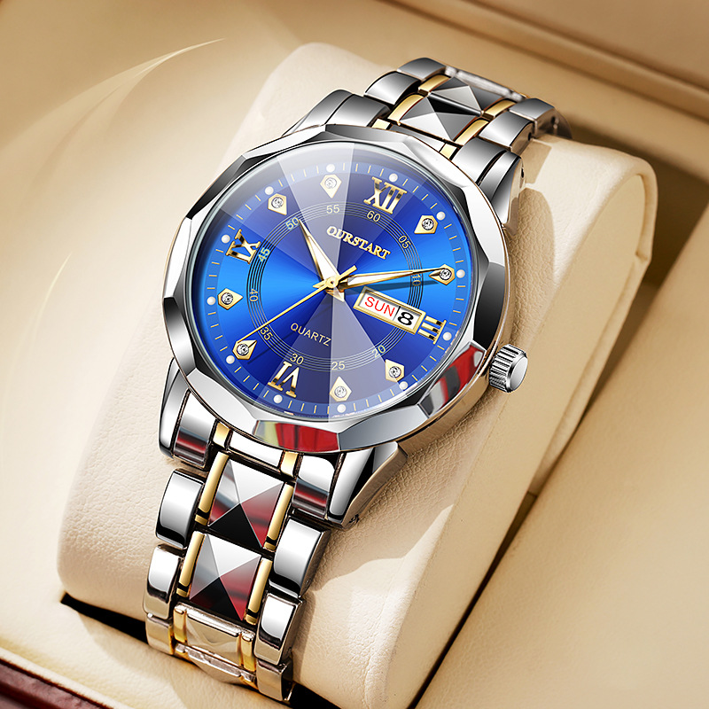 Cartier Watch Tank - TOP-Marken-Herrenuhr, schlichtes Business-Design, Nachtlicht, wasserdicht, Doppelkalender,