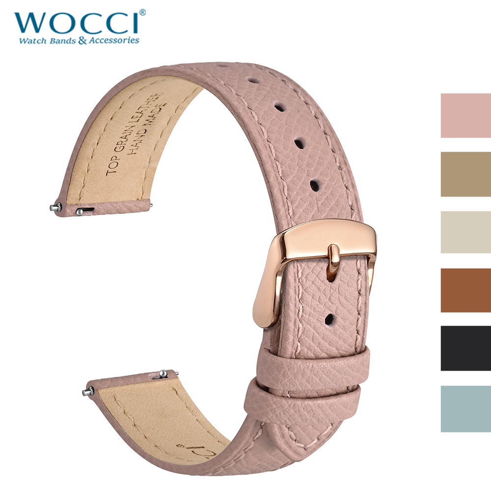 Leather Strap Quick Release - WOCCI Uhrenarmband aus genarbtem Leder, 12,