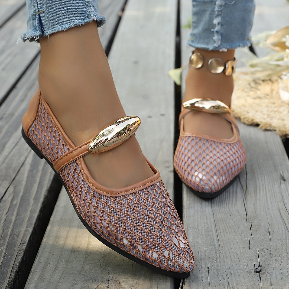 Damen Mesh Mary Jane Flats mit – Mesh Strap Metal Bewertung und Preis