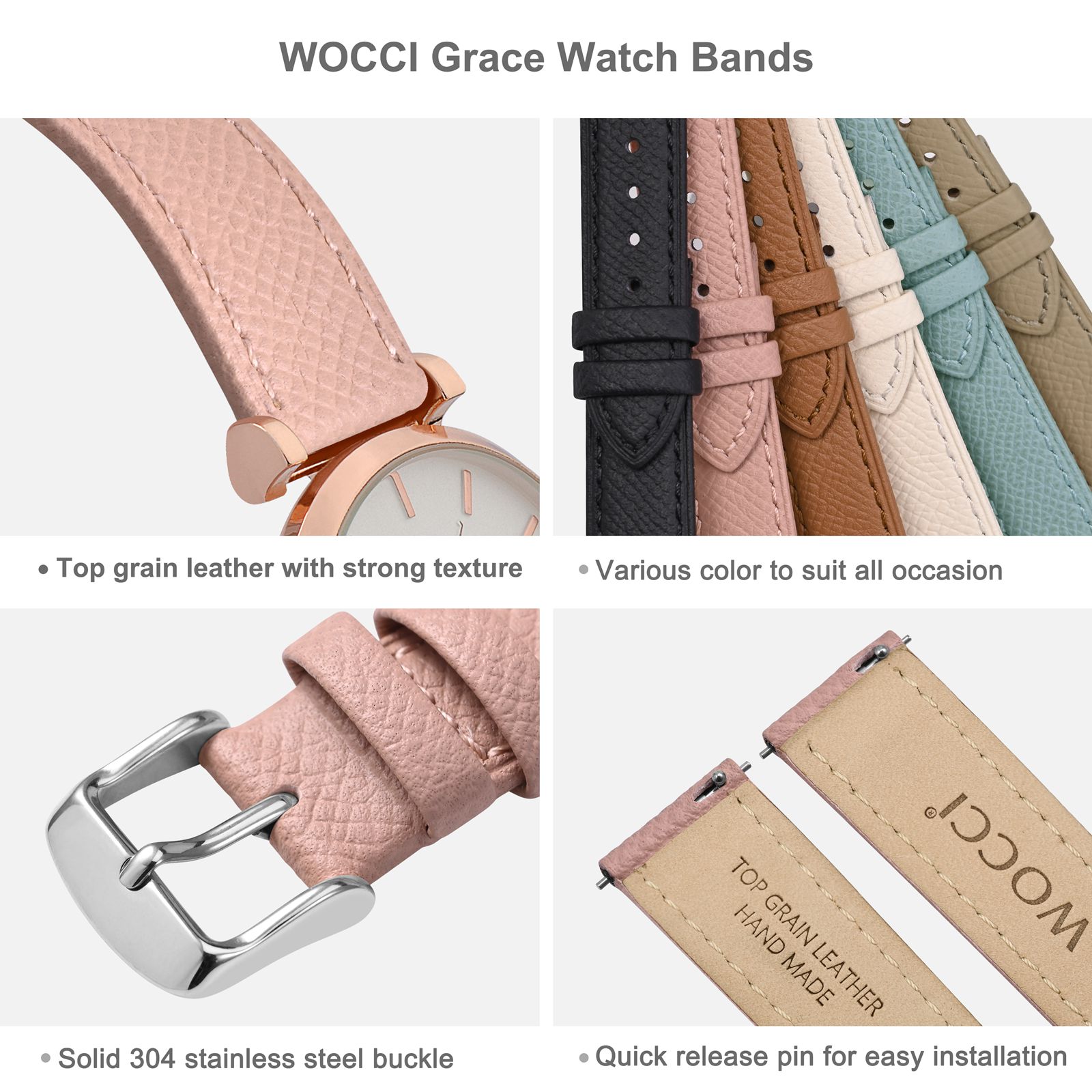 WOCCI Uhrenarmband aus genarbt – Leather Strap Quick Release Bewertung und Preis